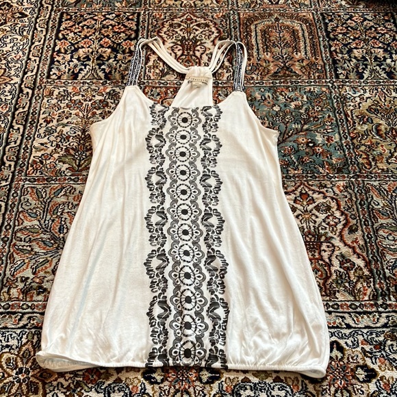 Super fun cream w/ grey pattern with grey beads and race back w/ beaded straps - Picture 7 of 15